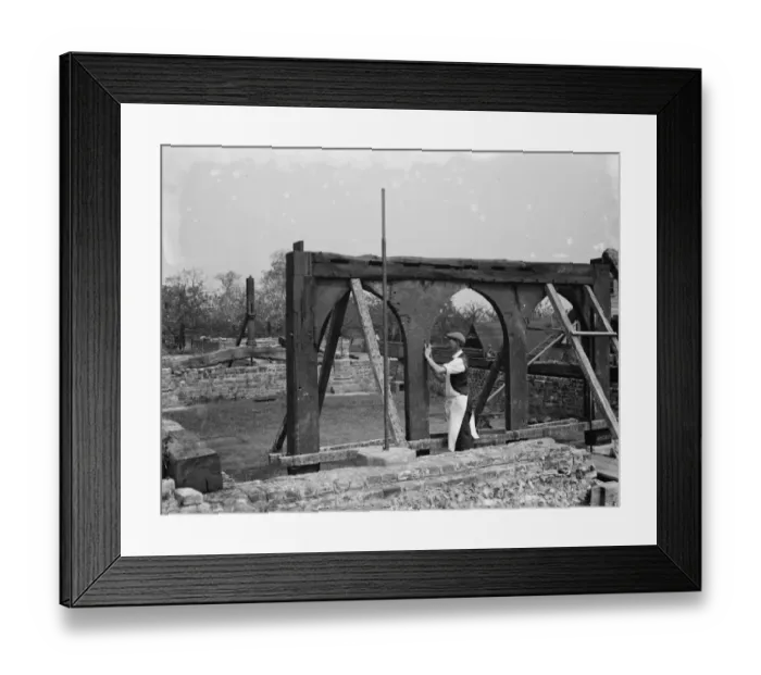 Framed Print : Construction work being done on an old farm house in Scadbury, London. 1936 Framed Print : Construction work being done on an old farm house in Scadbury, London. 1936