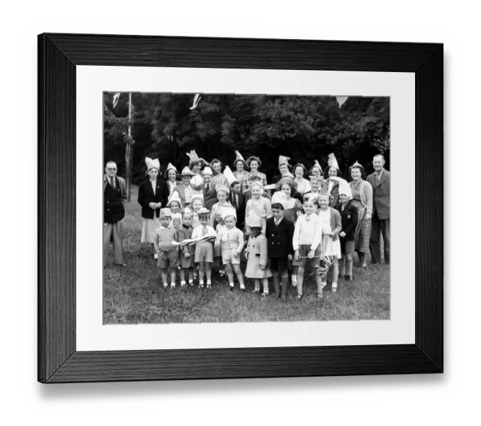 Framed Print : Coronation party was held at Hartley, Kent on the Saturday before the Day. Here