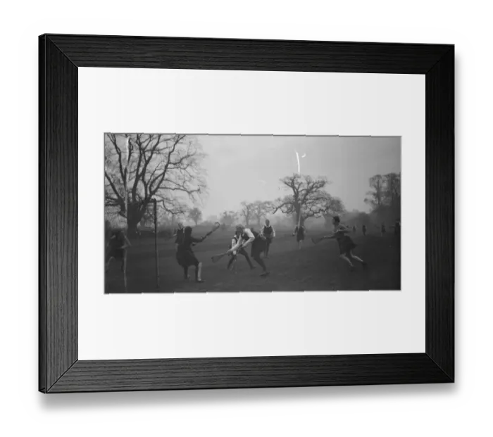 Framed Print : A Lacrosse match; East versus West at Farringtons School, Chislehurst, Kent
