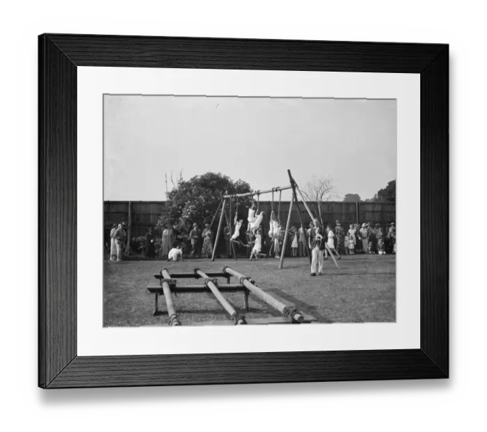 Framed Print : Children at Pennthorpe School in Chislehurst, Kent, climb the ropes during demonstration Framed Print : Children at Pennthorpe School in Chislehurst, Kent, climb the ropes during demonstration