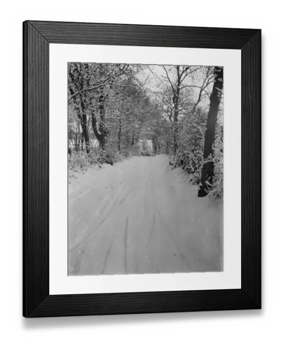 Framed Print : Roads covered in snow in Kingsdown, Kent. 1938 Framed Print : Roads covered in snow in Kingsdown, Kent. 1938