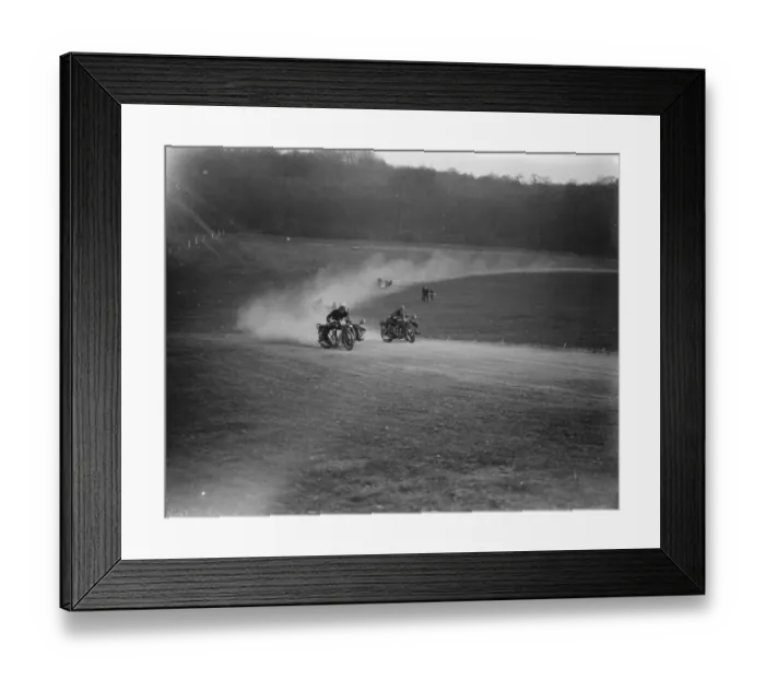 Framed Print : Motor cycling races at Brands Hatch on Easter Sunday. W B Ducker ( No 18 ) and G Framed Print : Motor cycling races at Brands Hatch on Easter Sunday. W B Ducker ( No 18 ) and G