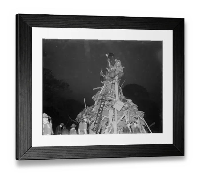 Framed Print : The Boy Scouts build a huge bonfire to mark the Silver Jubilee of King George V Framed Print : The Boy Scouts build a huge bonfire to mark the Silver Jubilee of King George V