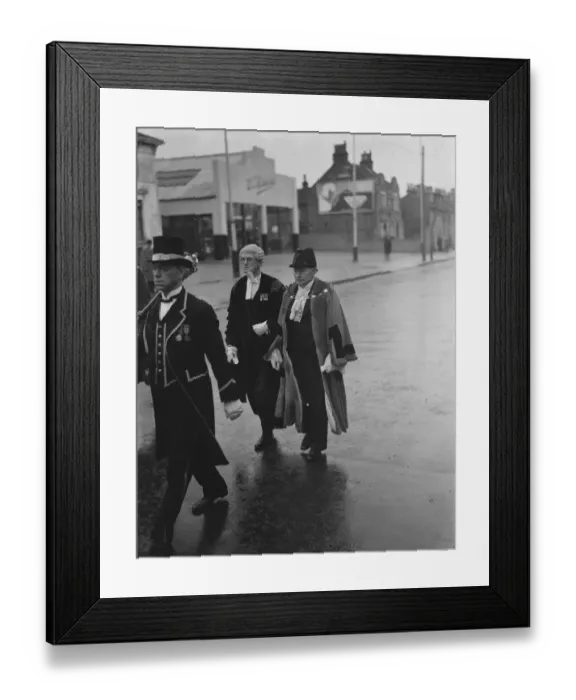 Framed Print : Civic service procession in Bexleyheath, Kent. At the front is C J Buckingham Framed Print : Civic service procession in Bexleyheath, Kent. At the front is C J Buckingham