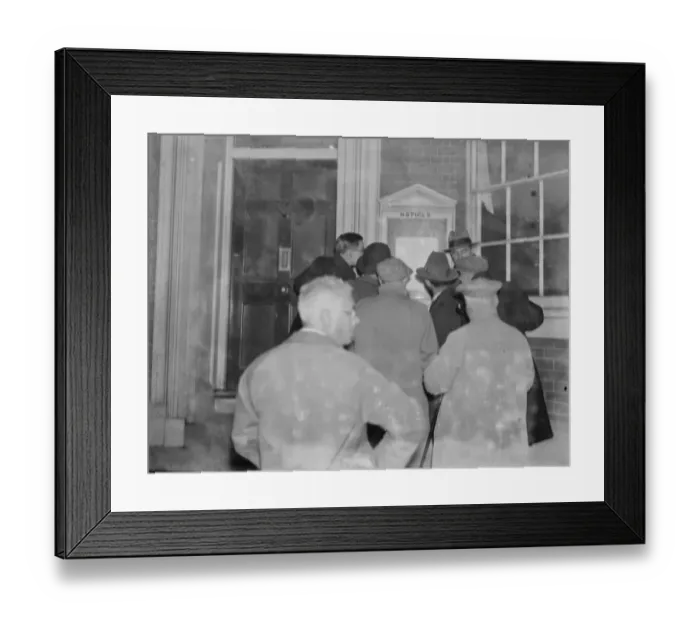 Framed Print : Voters cue at the Dartford polling station. 1936 Framed Print : Voters cue at the Dartford polling station. 1936