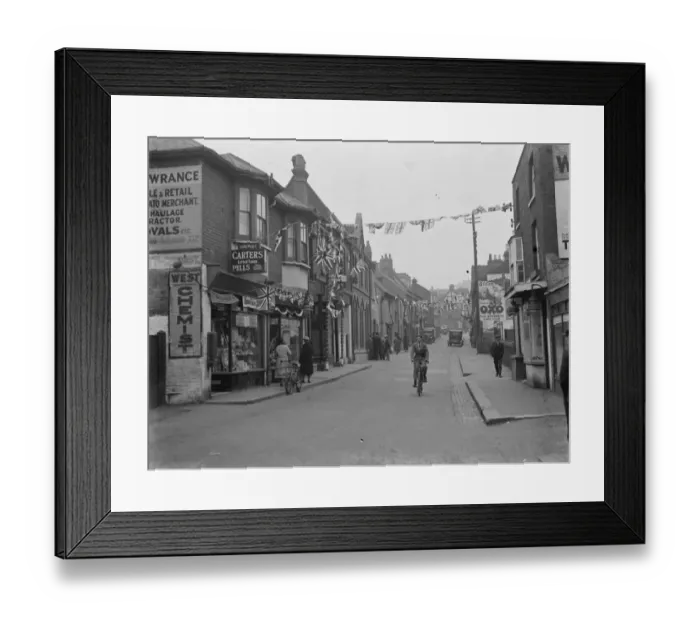 Framed Print : Coronation decorations in Crayford, Kent, to celebrate the coronation of King George VI Framed Print : Coronation decorations in Crayford, Kent, to celebrate the coronation of King George VI