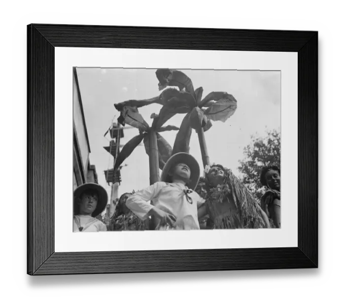 Framed Print : The Gravesend Carnival procession in Kent. South Sea Islands float Framed Print : The Gravesend Carnival procession in Kent. South Sea Islands float