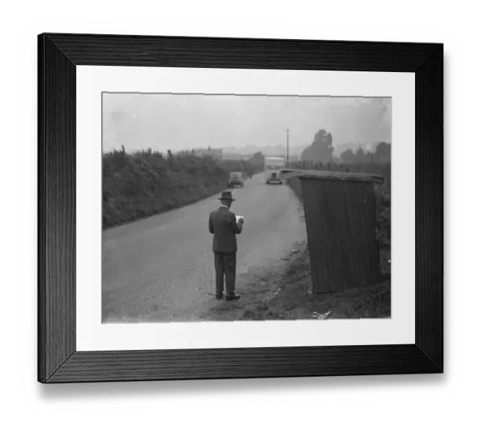 Framed Print : Road census being taken in St Mary Cray, Kent. 1936 Framed Print : Road census being taken in St Mary Cray, Kent. 1936