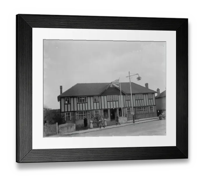 Framed Print : An external view of the Crayford Social Club in Crayford, Kent. 1937 Framed Print : An external view of the Crayford Social Club in Crayford, Kent. 1937