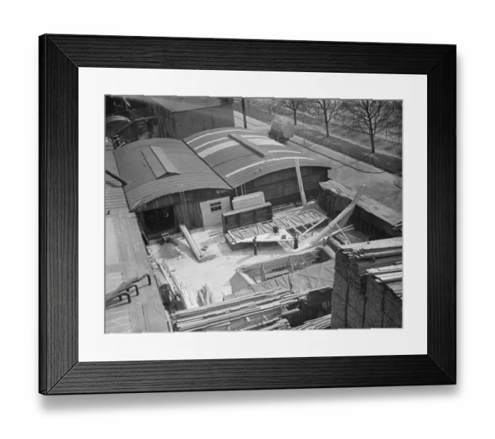 Framed Print : The G Ellis joinery works at Hackney. 7 April 1938 Framed Print : The G Ellis joinery works at Hackney. 7 April 1938