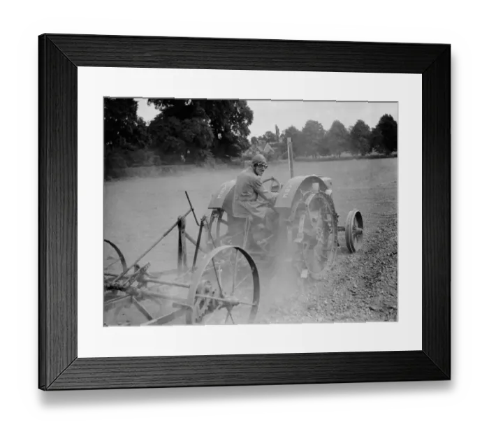 Framed Print : Tractor, driver wearing helmet and goggles. 1937 Framed Print : Tractor, driver wearing helmet and goggles. 1937