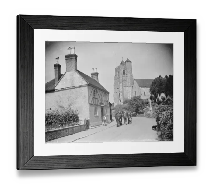 Framed Print : The Birling church and Smithy near Meopham, Kent. 1939 Framed Print : The Birling church and Smithy near Meopham, Kent. 1939