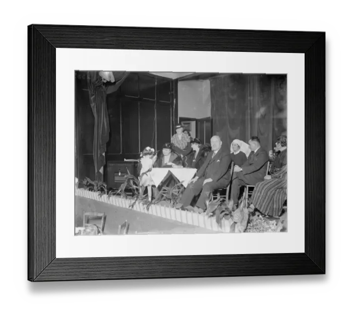 Framed Print : Lady Callender opening the Erith Hospital bazaar. 1 November 1935 Framed Print : Lady Callender opening the Erith Hospital bazaar. 1 November 1935