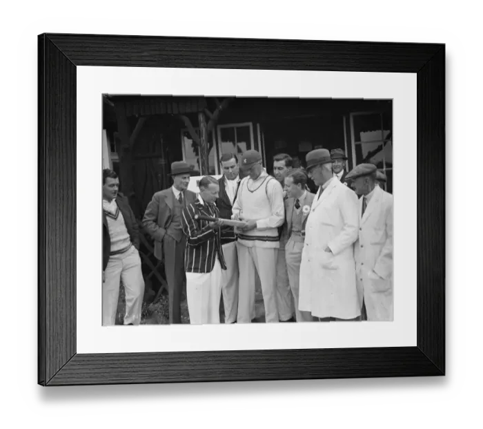 Framed Print : Kent Chislehurst cricketers. Frank Woolley and L R Sanderson. 1938