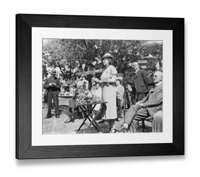 Framed Print : Lady Wood speaking at the Mottingham mid summer fair in Kent. 12 June 1939