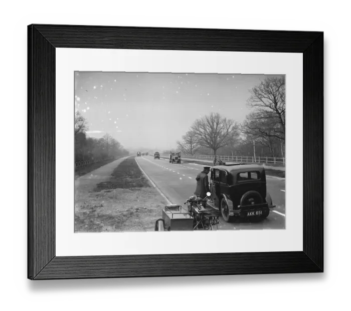 Framed Print : An a patrolman talking to a motorist on the new Sidcup By - Pass. 1935