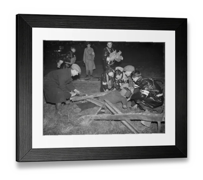 Framed Print : ARP ( air raid precaution ) demonstration at Horton Kirby, Kent. Rescue work Framed Print : ARP ( air raid precaution ) demonstration at Horton Kirby, Kent. Rescue work