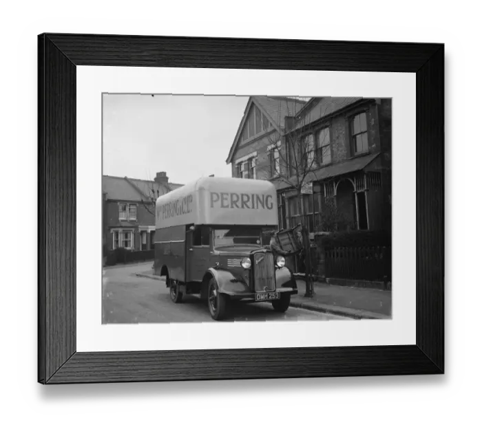 Framed Print : A Bedford truck belonging to W Perring and Co Ltd, the house furnishers based in Sidcup Framed Print : A Bedford truck belonging to W Perring and Co Ltd, the house furnishers based in Sidcup