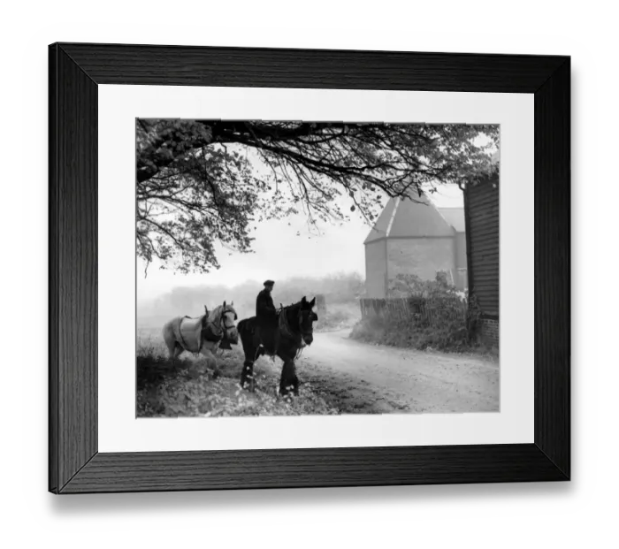 Framed Print : Home for their mid day meal lunch time returning from the fields November mist Batholomew s