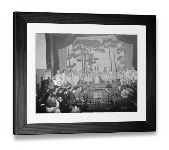 Framed Print : A pantomine of Cinderella performed at Eltham Parish Hall, Kent. 1937 Framed Print : A pantomine of Cinderella performed at Eltham Parish Hall, Kent. 1937