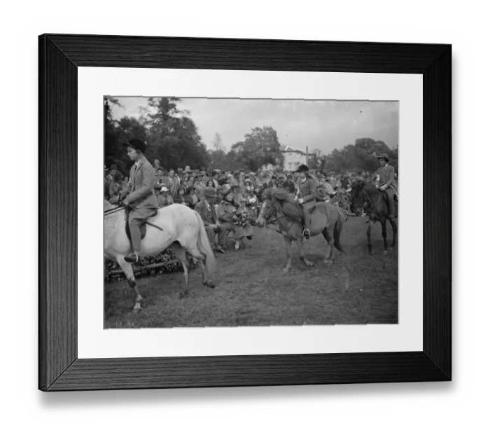 Framed Print : The Eltham and Bromley gymkhama. Young riders competition, riding round the ring Framed Print : The Eltham and Bromley gymkhama. Young riders competition, riding round the ring