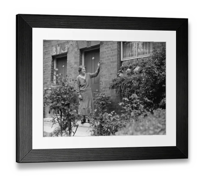 Framed Print : Mrs Annie Longhurst, window box prize winner at Crockenhill. 1938 Framed Print : Mrs Annie Longhurst, window box prize winner at Crockenhill. 1938