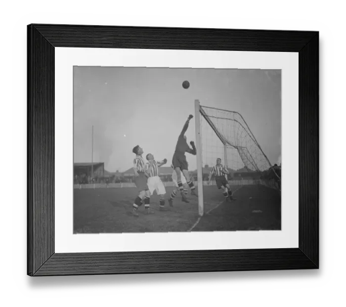 Framed Print : Football match - Dartford versus Colchester. The goalie makes a save