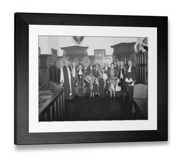 Framed Print : The presentation of the Erith Charter. A group shot of the ceremonial party including