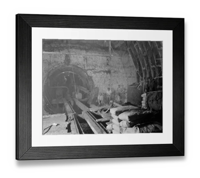 Framed Print : The construction of the Dartford Tunnel. Workers building the main tunneling shield Framed Print : The construction of the Dartford Tunnel. Workers building the main tunneling shield