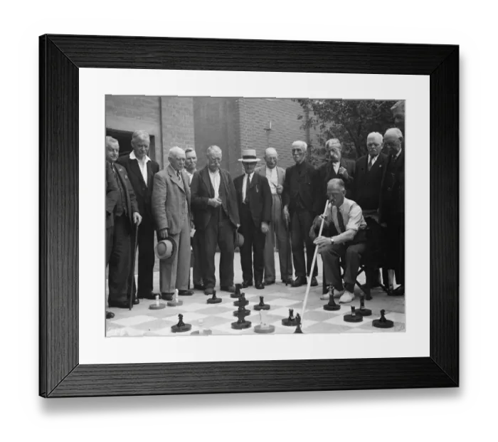 Framed Print : Dartfords veterans open air chess. 1938 Framed Print : Dartfords veterans open air chess. 1938