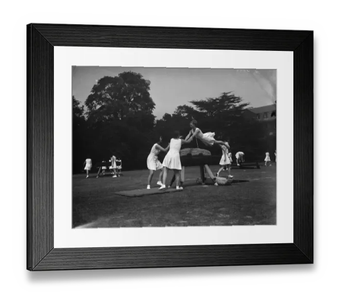 Framed Print : Bergman Osterberg College of Physical Education in Darford, Kent. Girls do gymnastics