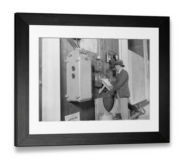 Framed Print : Storing apples in cold storage. 1935 Framed Print : Storing apples in cold storage. 1935