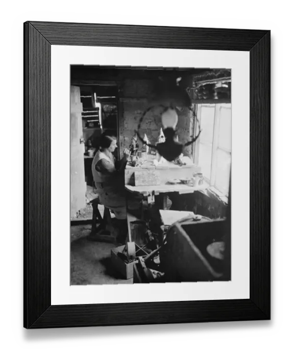 Framed Print : Pottery maker Mr Sadler painting and finishing some of his ornaments Framed Print : Pottery maker Mr Sadler painting and finishing some of his ornaments