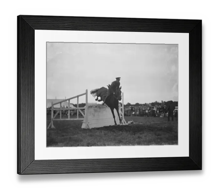 Framed Print : A horse show in Westerham, Kent. The show jumping competition. 1936 Framed Print : A horse show in Westerham, Kent. The show jumping competition. 1936