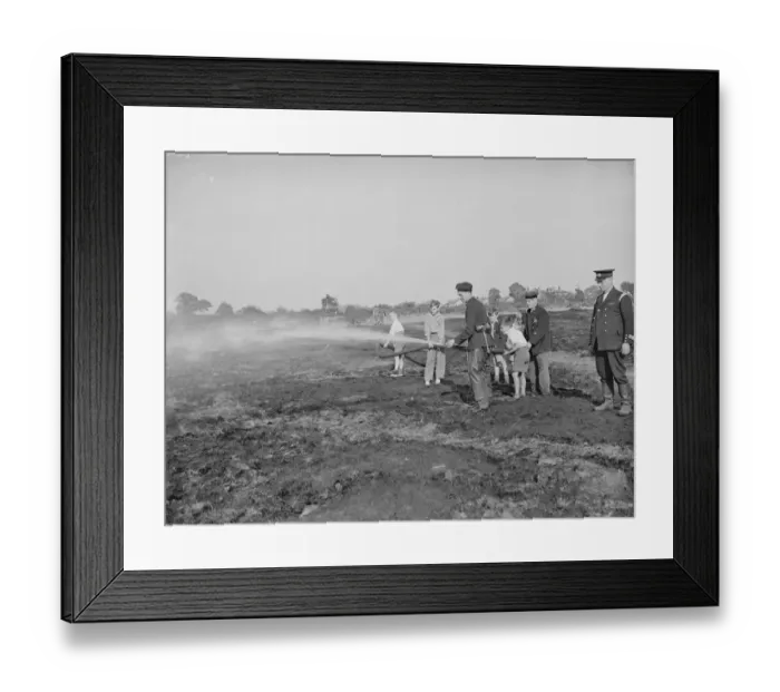 Framed Print : Fire Brigade put out a fire on Dartford Heath. 6 September 1937
