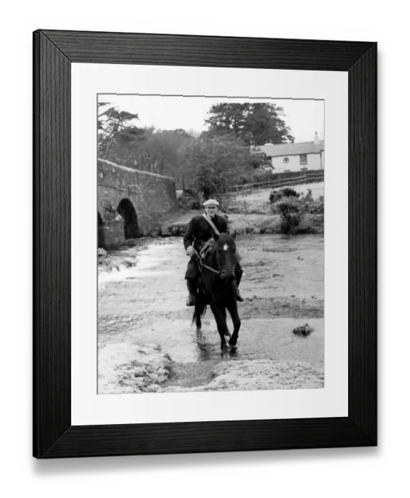 Framed Print : Delivery Mail on Horseback Jack Bellamy on his pony Tinker delivering tthe mail in Framed Print : Delivery Mail on Horseback Jack Bellamy on his pony Tinker delivering tthe mail in
