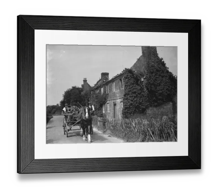 Framed Print : Pulling down the 300 years old cottage. 1937 Framed Print : Pulling down the 300 years old cottage. 1937