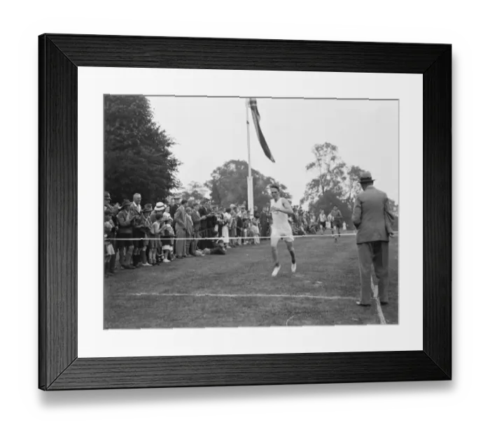 Framed Print : Sidcup scouts sports. A scout races for the finishing line. 1937 Framed Print : Sidcup scouts sports. A scout races for the finishing line. 1937