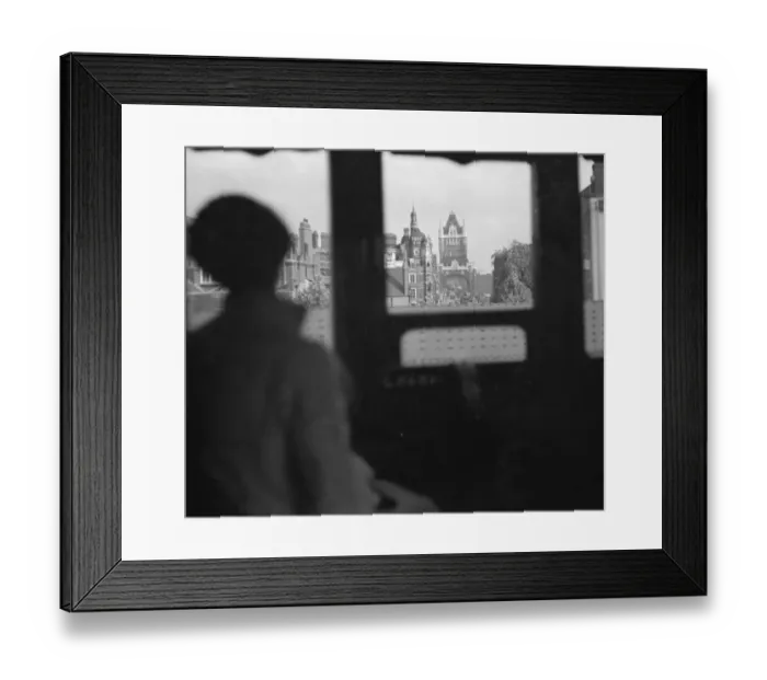 Framed Print : Miss Haken looking out the window of a train. 1936 Framed Print : Miss Haken looking out the window of a train. 1936