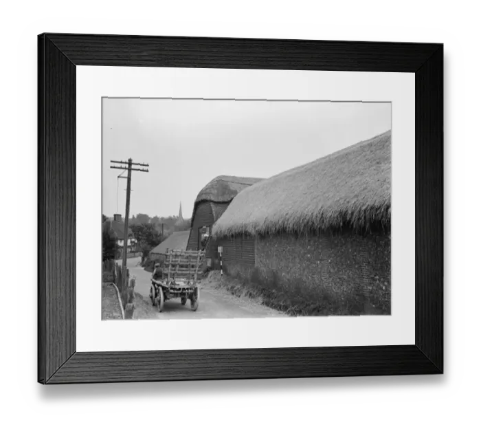 Framed Print : Thatching a roof in Eynsford. 1935 Framed Print : Thatching a roof in Eynsford. 1935