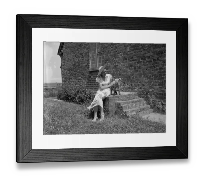 Framed Print : Joss Stone and a lamb, Isle of Oxney. 1935 Framed Print : Joss Stone and a lamb, Isle of Oxney. 1935