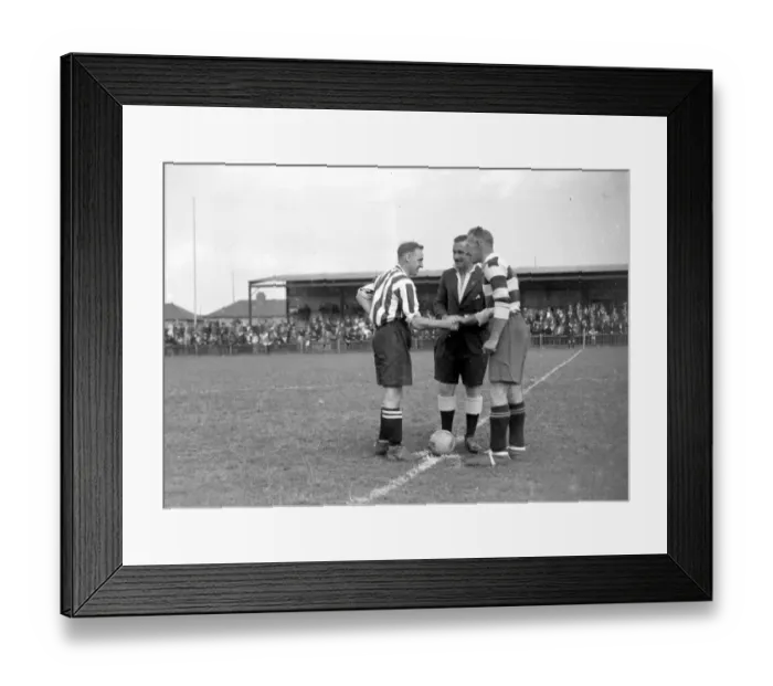 Framed Print : Football kick off at Dartford, Kent. 1934 Framed Print : Football kick off at Dartford, Kent. 1934