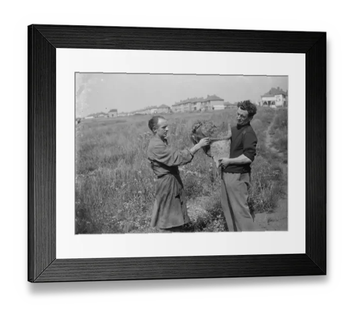 Framed Print : Large whale bone found by by H N Simpson. 1935 Framed Print : Large whale bone found by by H N Simpson. 1935