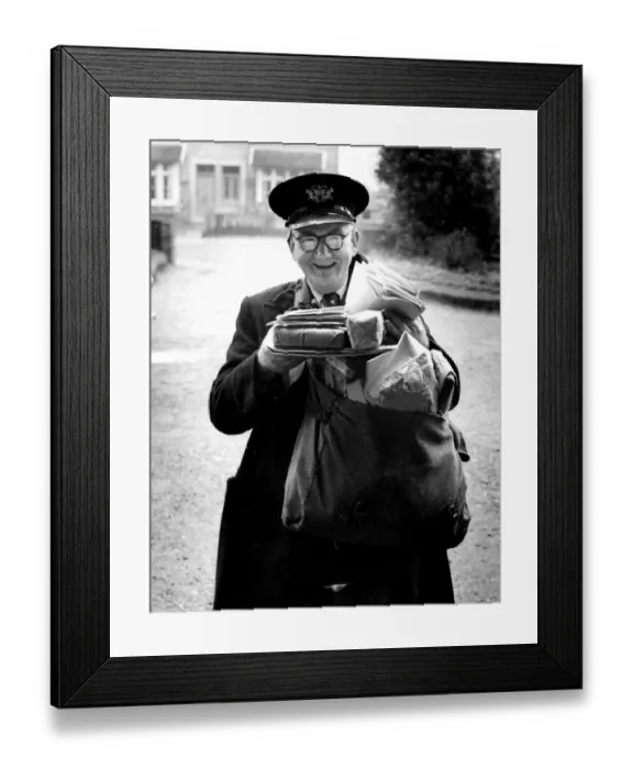 Framed Print : For seventeen years Mr Harold Smith has been a postman and he lives and works in Sidcup Framed Print : For seventeen years Mr Harold Smith has been a postman and he lives and works in Sidcup