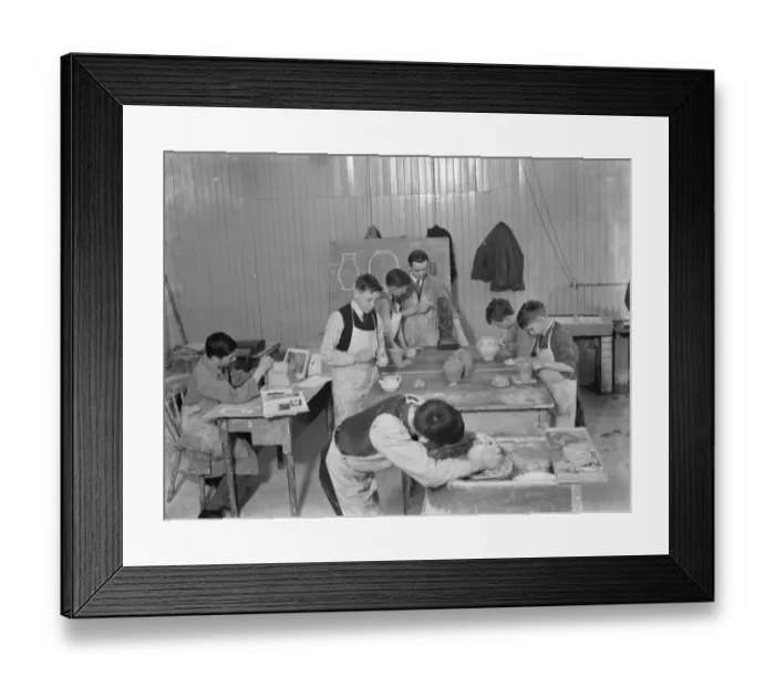 Framed Print : Boys making pottery at Central School in Bexleyheath, Kent. 1937 Framed Print : Boys making pottery at Central School in Bexleyheath, Kent. 1937