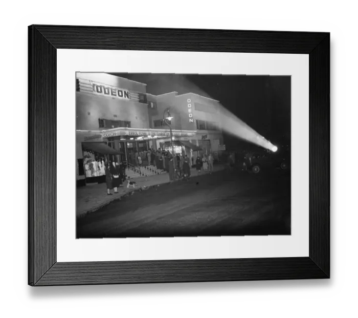 Framed Print : Searchlights on the Odeon Cinema Sidcup. ( 347 Kent a Comp ). 1937 Framed Print : Searchlights on the Odeon Cinema Sidcup. ( 347 Kent a Comp ). 1937