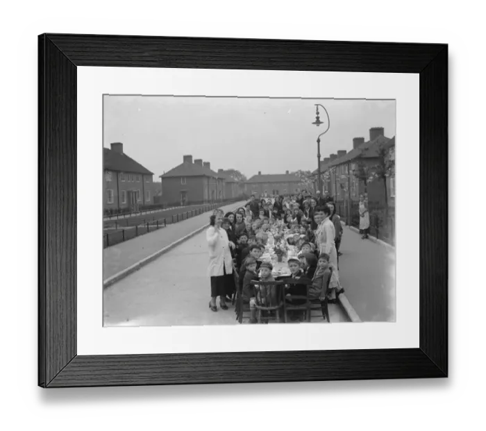 Framed Print : Coronation teas in Mottingham, Kent, to celebrate the coronation of King George VI Framed Print : Coronation teas in Mottingham, Kent, to celebrate the coronation of King George VI