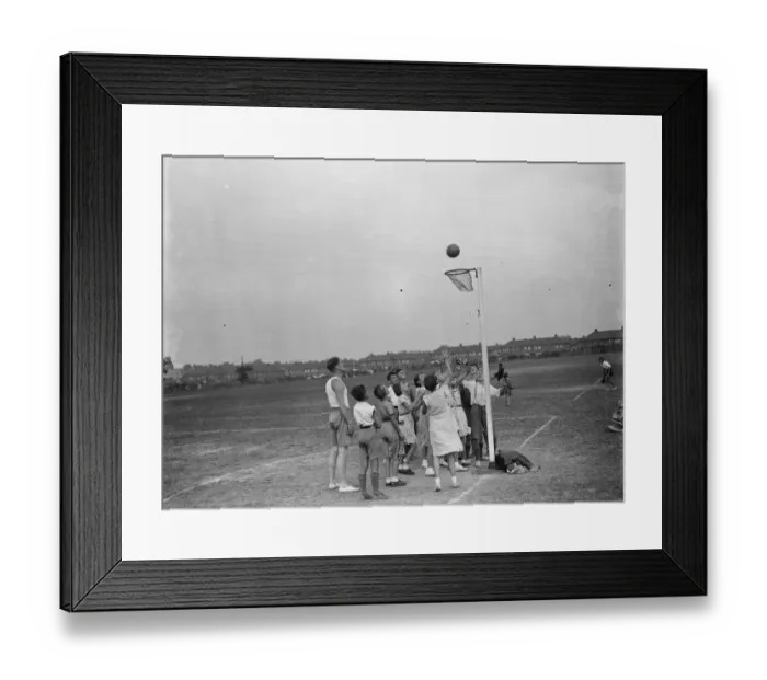 Framed Print : Play leadership. Penhill. Netball. 1937