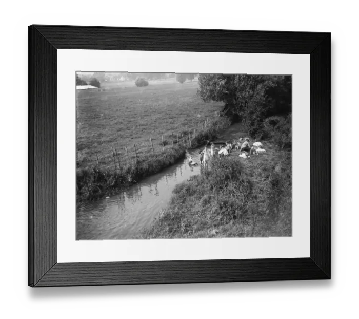 Framed Print : Boys paddling in stream. 1935 Framed Print : Boys paddling in stream. 1935