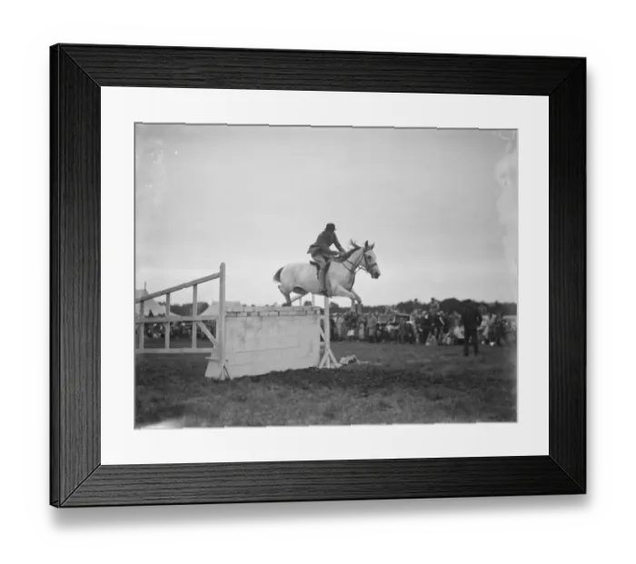 Framed Print : A horse show in Westerham, Kent. The show jumping competition. 1936 Framed Print : A horse show in Westerham, Kent. The show jumping competition. 1936